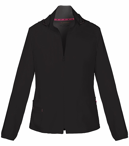 HeartSoul Zip Up Warm-Up Scrub Jacket With Detachable Hood-20310 (Black - Small)