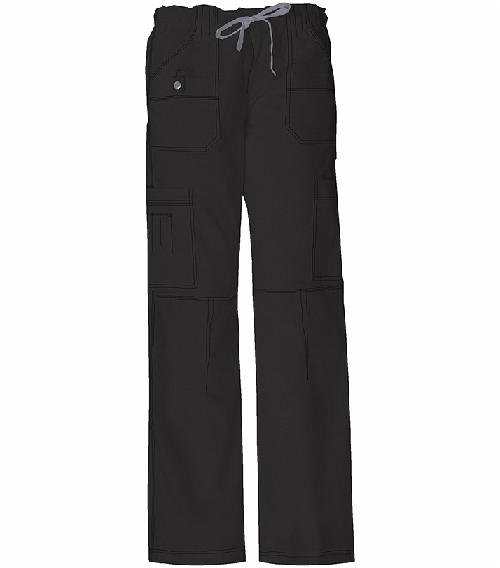 Dickies GenFlex Women's Elastic Waist Cargo Scrub Pants-857455 (Black - XXL Petite)