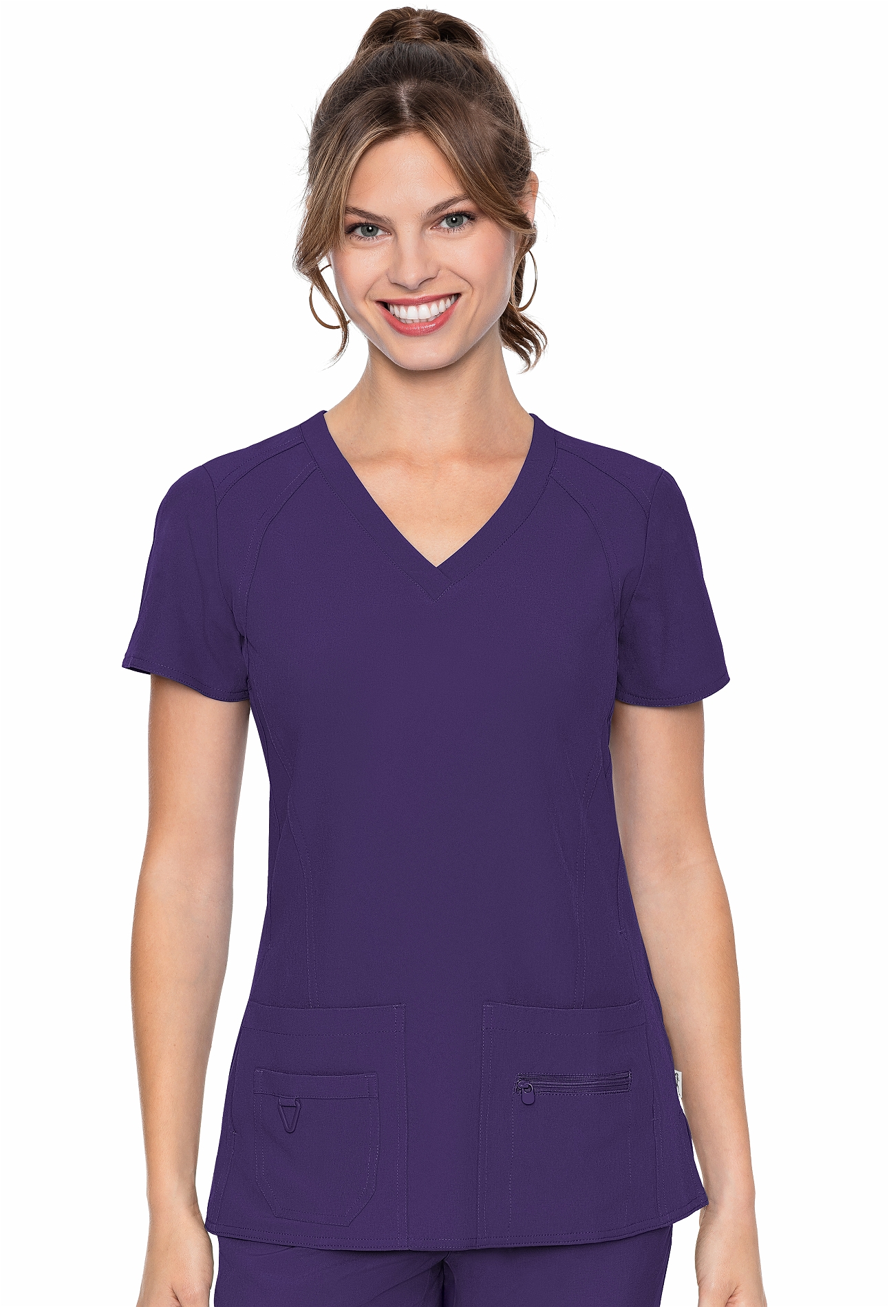 Med Couture Activate Refined Sport Knit Women&#39;s V-Neck Scrub Top-MC8416 (Plum - XX-Large)