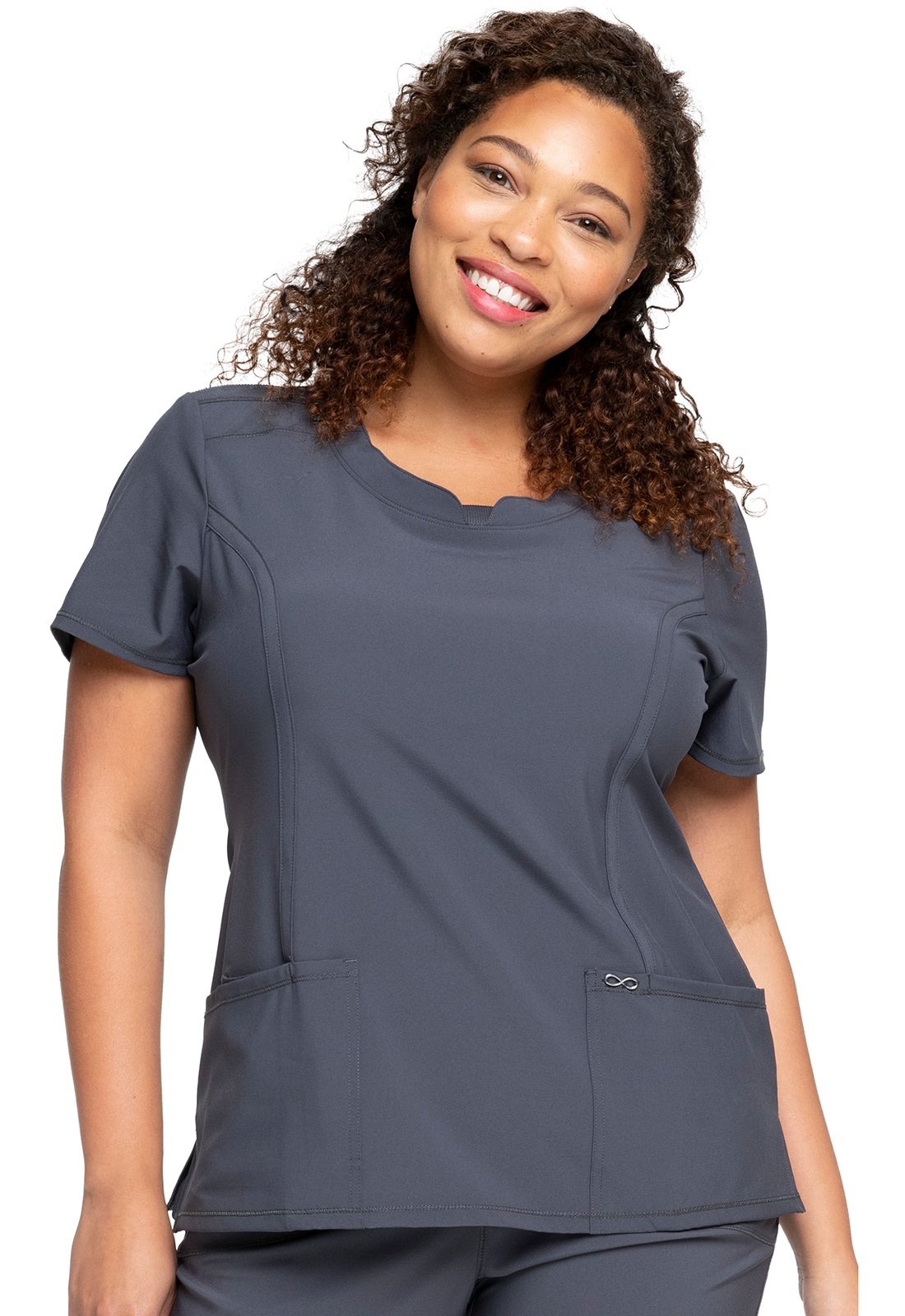 Cherokee Infinity Women's Round Neck Solid Scrub Top-2624A (Pewter - XX-Large)