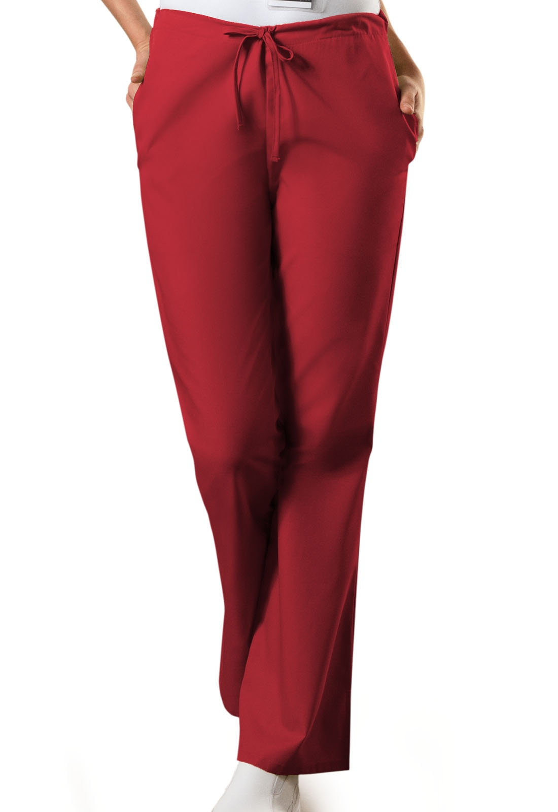 Cherokee WorkWear Women's Drawstring Flare Leg Scrub Pants-4101 (Red - XL Petite)