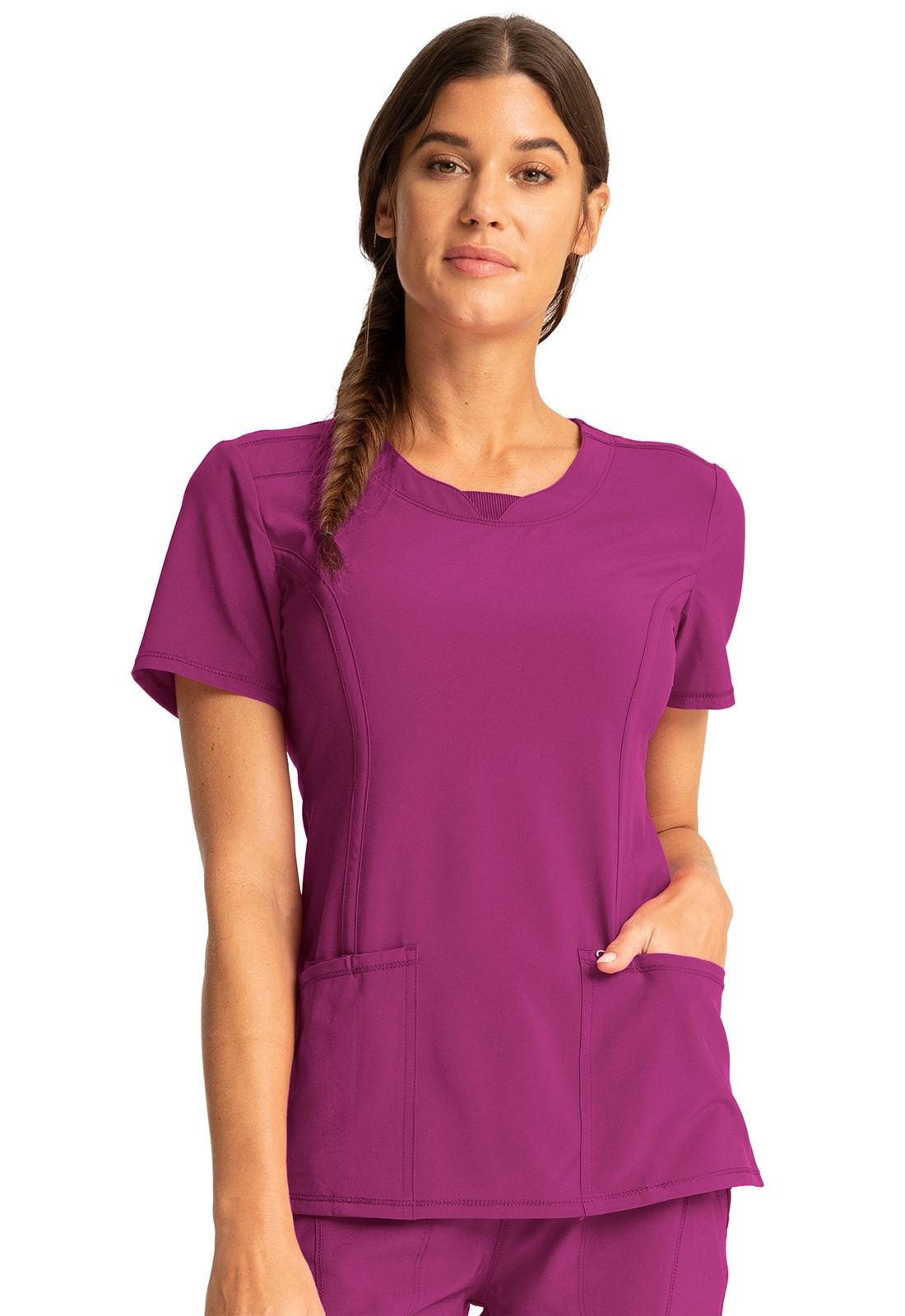 Cherokee Infinity Women's Round Neck Solid Scrub Top-2624A (Orchid Flower - XX-Large)