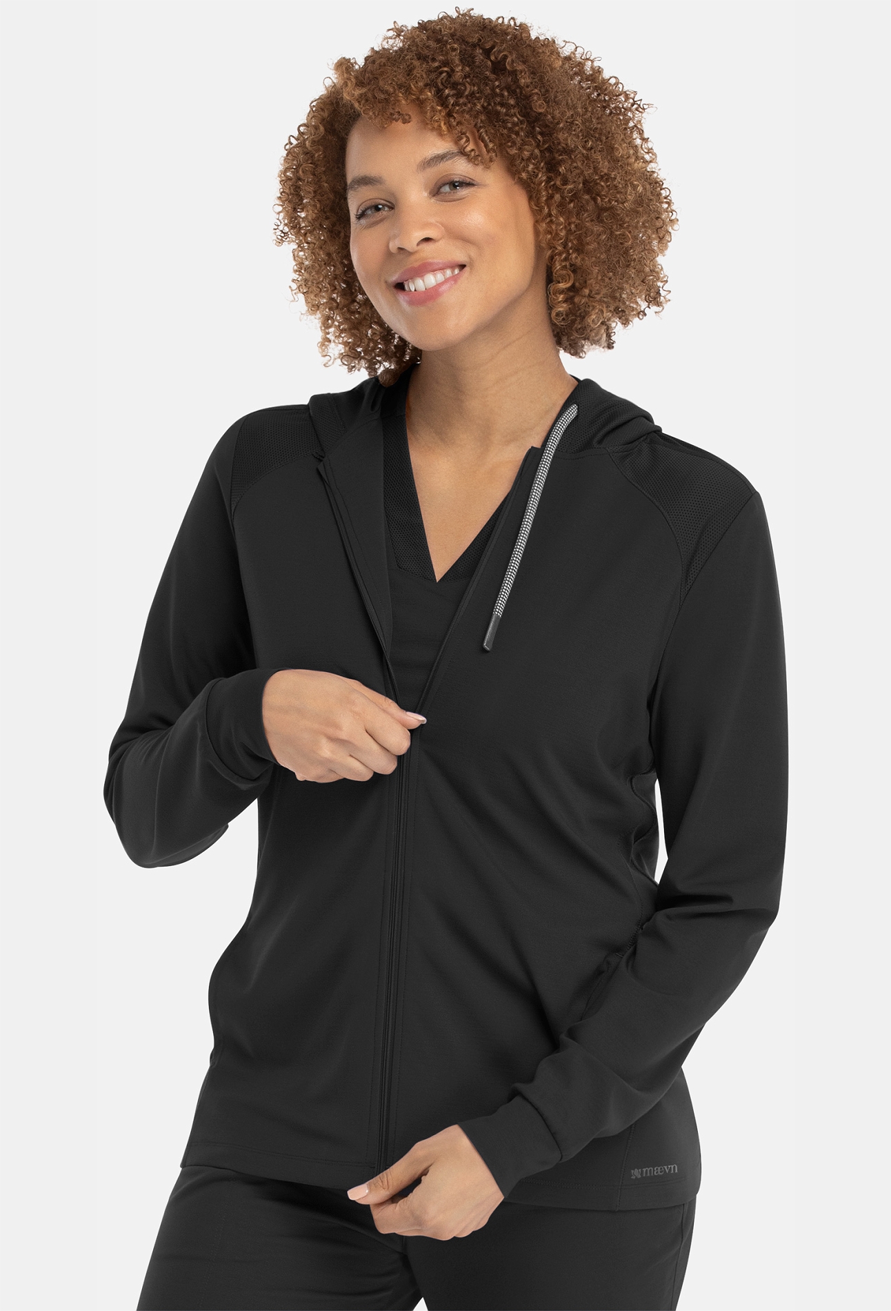 Maevn Focus Women's Hooded Zip Front Jacket 90301 (Black - Small)